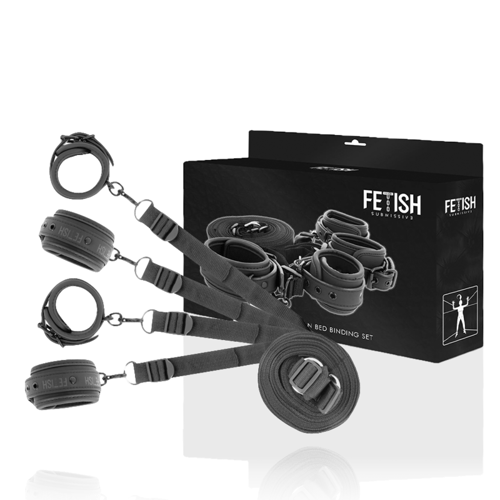 FETISH SUBMISSIVE BONDAGE FETISH SUBMISSIVE - SET DI MANETTE E CRAVATTE CON FODERA IN NOPRENE