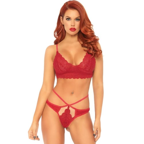 LEG AVENUE 2-TEILIGES SET SPITZEN-BRALETTE UND STRING M/L
