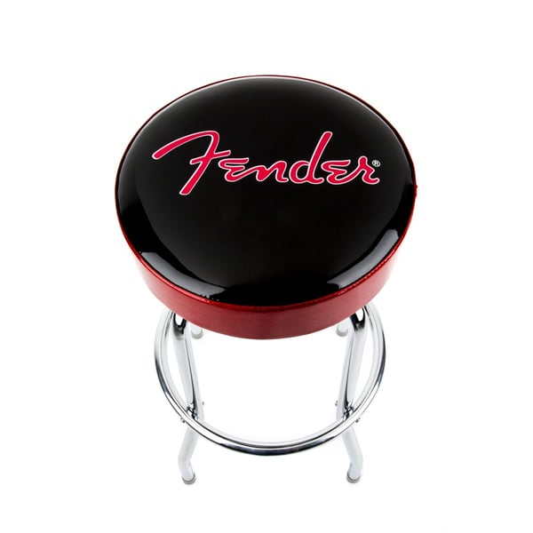 Sgabello da bar con logo nero in rilievo Fender™, nero/rosso, 30"