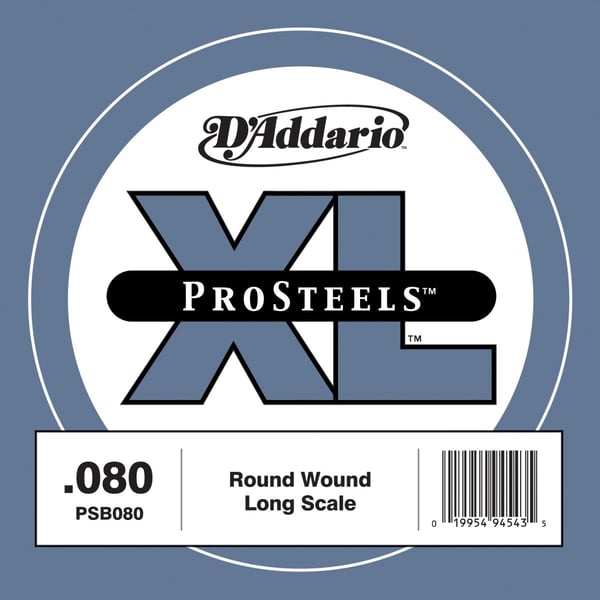 D'ADDARIO ProSteels Bass Guitar Single String, Long Scale, .080. Modello PSB080