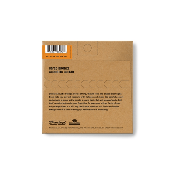 Dunlop DAB1048 Acoustic 80/20 Bronze, Extra Light Set/6