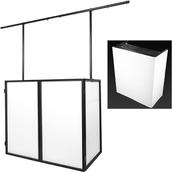 EXTREME TDJ01 DJ STATION DESK TAVOLO PER DJ CONSOLLE REGIA 125x48CM E BARRA 248CM CON TESSUTO LYCRA