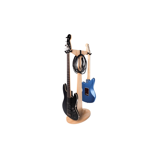 Gator Frameworks GFW-ELITEGTRHNGSTD-2X-MPL Stand appendi-chitarra doppio in finitura naturale acero opaco<br>