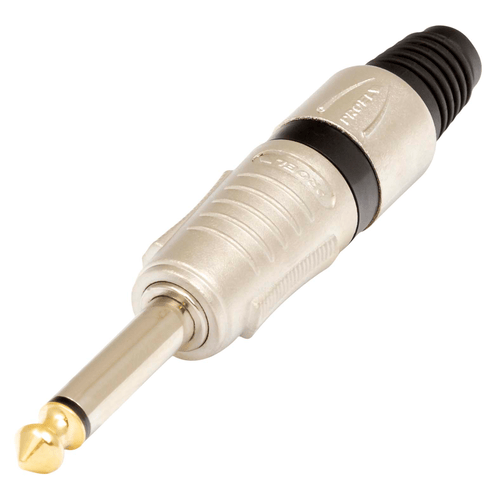 PROEL STAGE Connettore professionale jack mono 6,3 mm - 1/4. Colore: Argento con anello nero.