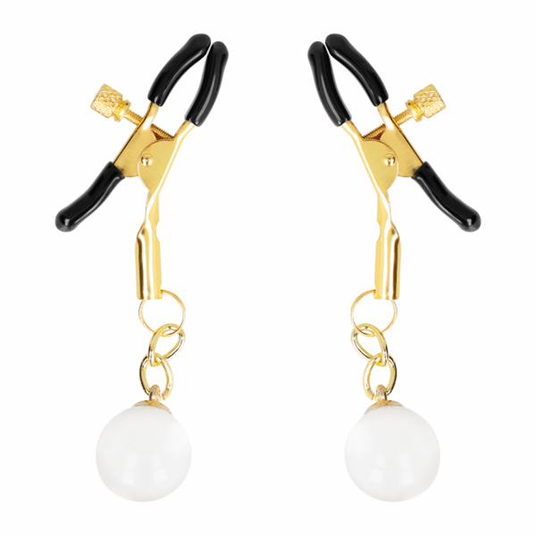 KINK - MORSETTI PER CAPEZZOLI CON PERLINE DI VETRO ORO 6 CM