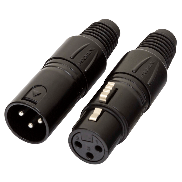 PROEL STAGE Presa volante XLR professionale 3 poli, pinza interna in nylon con molla terminale in PVC. Colore: Nero.