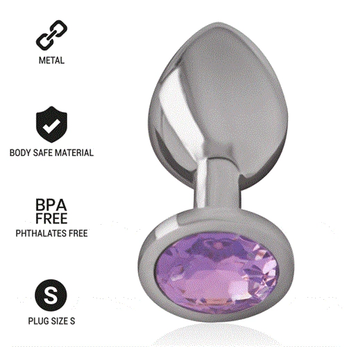 INTENSE - PLUG ANALE IN METALLO ALLUMINIO CON VETRO VIOLA TAGLIA S