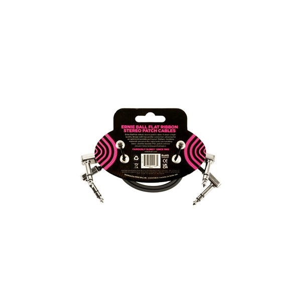 Ernie Ball 6405 Flat Ribbon Stereo Patch Cable 30,48cm 2-Pk