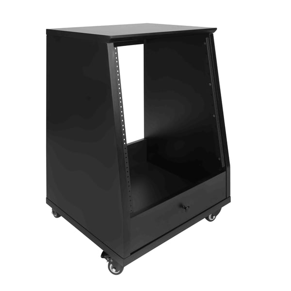 Gator Frameworks GFW-ELITESTUDIORK12-BLK Rack da studio inclinato 12 unità con finitura nera standard<br>