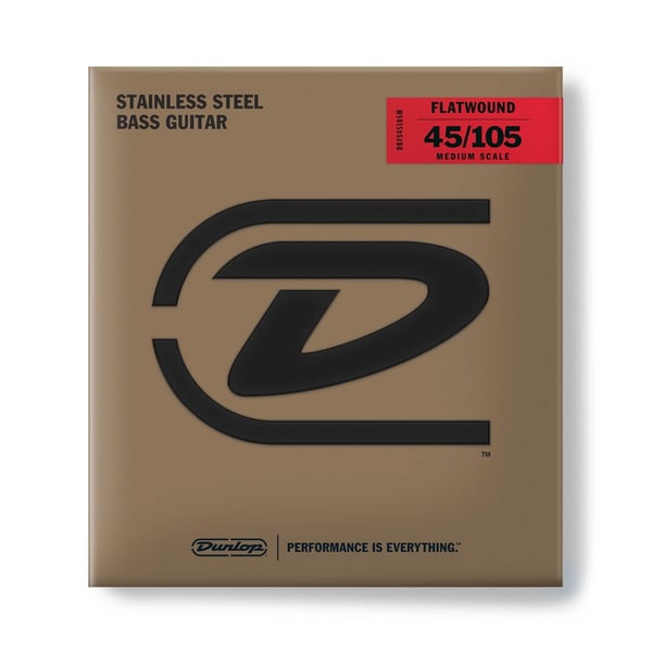 Dunlop DBFS45105M Corde basso Flatwound Scala media Set/4