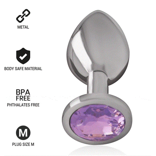 INTENSE - ANALPLUG AUS ALUMINIUMMETALL MIT VIOLETTEM GLAS, GRÖSSE M