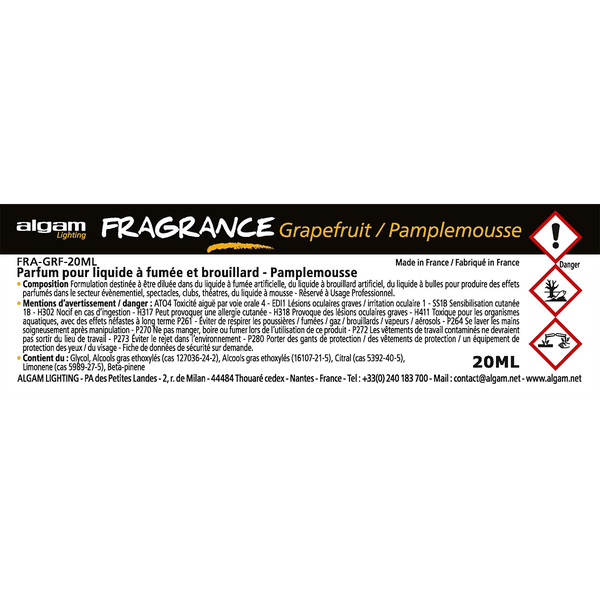 Algam Lighting FRA-GRF-20ML Profumo per Liquido del Fumo 20ml Pompelmo