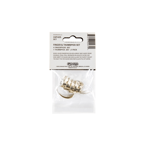Dunlop 33P N/S 4FINGER & 1THUMB .025 - PLAYER'S PACK 5 PLETTRI