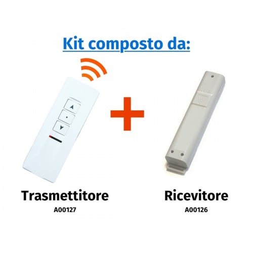 VISUAL KIT TRASMETTITORE + RICEVITORE PER SCHERMI MOTORIZZATI 1 CH 3 PULSANTI
