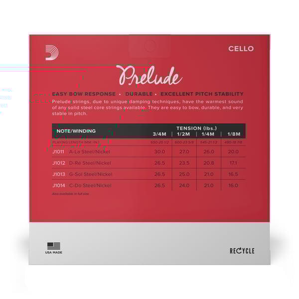 DADDARIO ORCHESTRAL IT J1010 3/4M SET DI CORDE D'ADDARIO PRELUDE PER VIOLONCELLO, SCALA 3/4, TENSIONE MEDIA