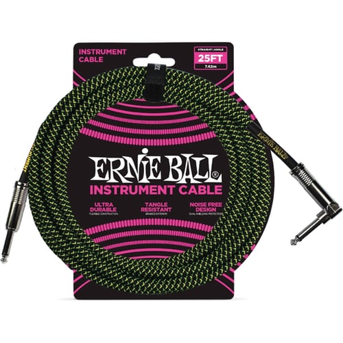 Ernie Ball 6066 Cavo intrecciato Nero/Verde 7,62 m
