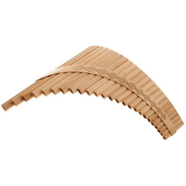 HORA FLAUTO DI PAN SOLIST TENORE IN SOL MADE IN EUROPE + BORSA 25 CANNE RE1-SOL4 IN ACERO FORMA CURVA ORNAMENTO INTAGLIATO