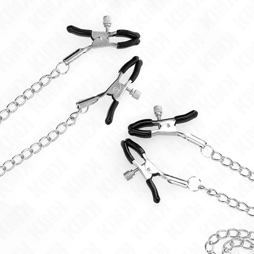 KINK NIPPLE GRIP KINK - 4 MORSETTI PER CAPEZZOLI E CLIT REGOLABILI ARGENTO