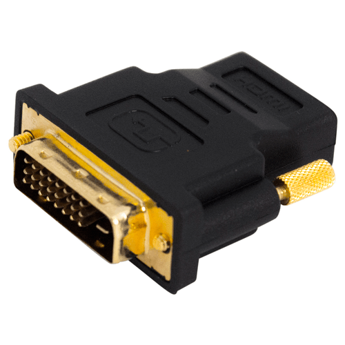 PROEL STAGE Adattatore professionale per segnali Video, da connettore DVI (24+5) maschio a connettore HDMI femmina. Colore nero con parti in ottone dorato.