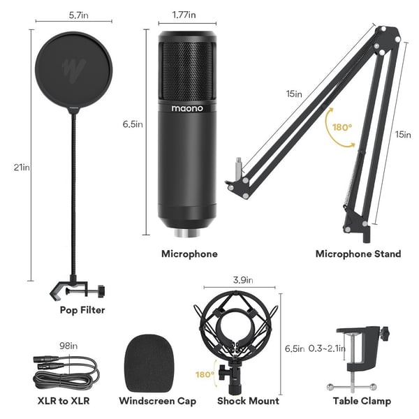 MAONO Set microfono da studio a condensatore AU-PM320S