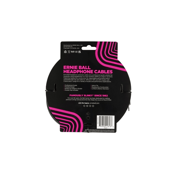 Ernie Ball 6425 Prolunga cuffie trs jack piccolo 6m
