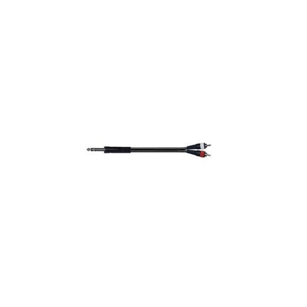 EXTREME Cavo audio di segnale schermato 1 jack stereo 1/4" 6.3mm - 2 connettori RCA maschio lunghezza 3 metri