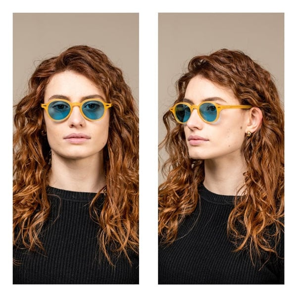 サングラス KYME Kyme - EZIO COL 6 - KYMINI - trasnparent blue solid Kyme Eyewear Ezio: aviator vintage sunglasses. Color Tobacco