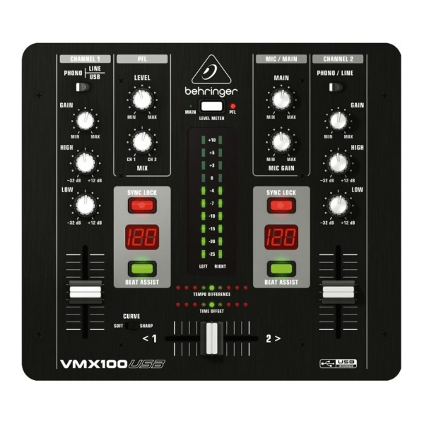 BEHRINGER VMX100USB PRO MIXER DJ 2 CANALI CON CONTABATTUTE + INGRESSO MICROFONO + INTERFACCIA AUDIO USB + SOFTWARE GRATUITO