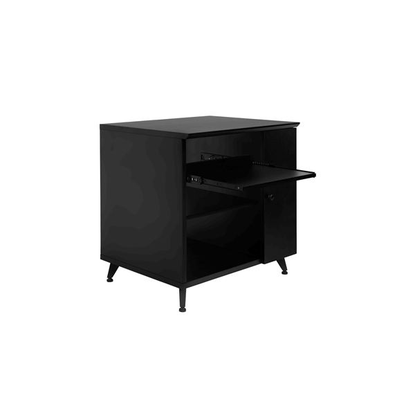 Gator Frameworks GFW-ELITESIDECAR-BLK Mobile rack sidecar cabinet in legno con finitura nera<br>