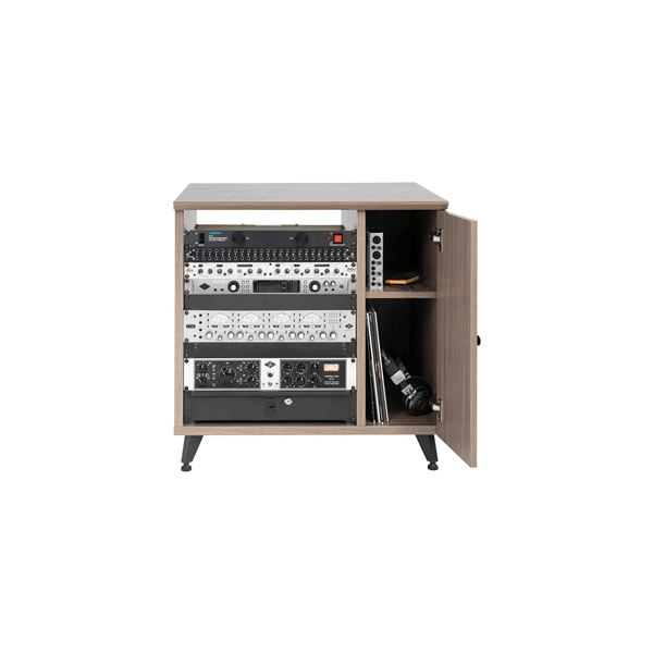 Gator Frameworks GFW-ELITESIDECAR-GRY Mobile rack sidecar cabinet in legno con finitura grigia<br>