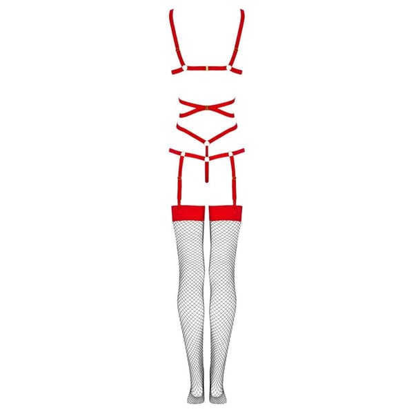 LIVCO CORSETTI FASHION - THIARA LC 20213 SET BODY + STOCKINGS RED L/XL