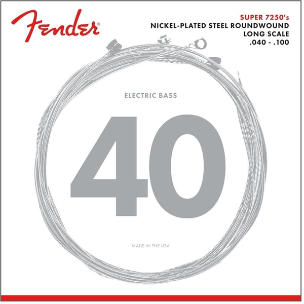 FENDER Set di Corde 7250 Bass Acciaio Nichelato Scala Lunga 7250L Scalature .040-.100