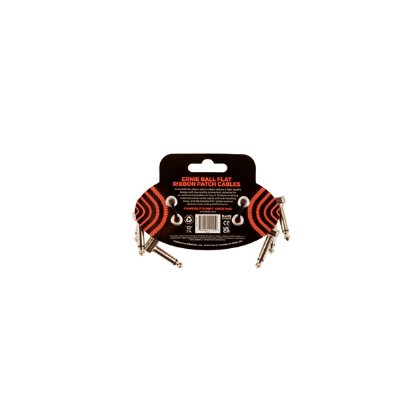 Ernie Ball 6401 Flat Ribbon Patch Cable Red 7,62cm 3-Pk