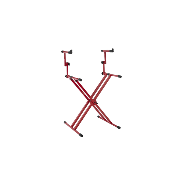 Gator Frameworks GFW-KEY-5100XRED Supporto per tastiera a doppio livello con struttura a "X" in colore rosso<br>