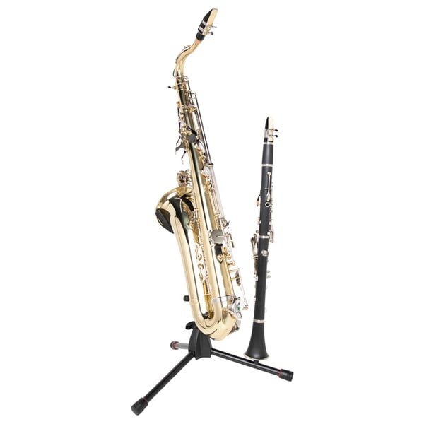 Gator Frameworks GFW-BNO-SAXFLU Supporto a treppiede per sax alto/tenore con attacco per clarinetto o flauto<br>