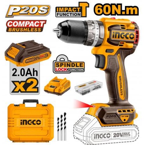 TRAPANO AVVITATORE A PERCUSSIONE BRUSHLESS 20V A BATTERIA