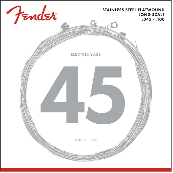 FENDER Set di Corde Stainless 9050's Bass in Acciaio Inossidabile Flatwound 9050L Scalature .045-.100. Modello 0739050403