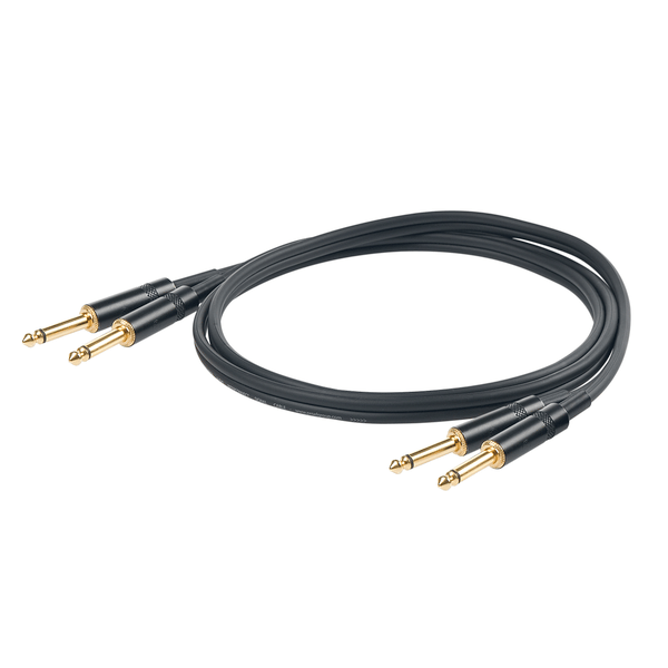 PROEL STAGE Cavo audio professionale "STEREO" con connessioni Yongsheng 2 x jack spina. Mono ? 6.3 mm &gt; 2 x jack spina Mono ? 6.3 mm. Lunghezza: 3 metri. Colore disponibile: Nero. Altre lunghezze disponibili: visualizzare le specifiche tecniche