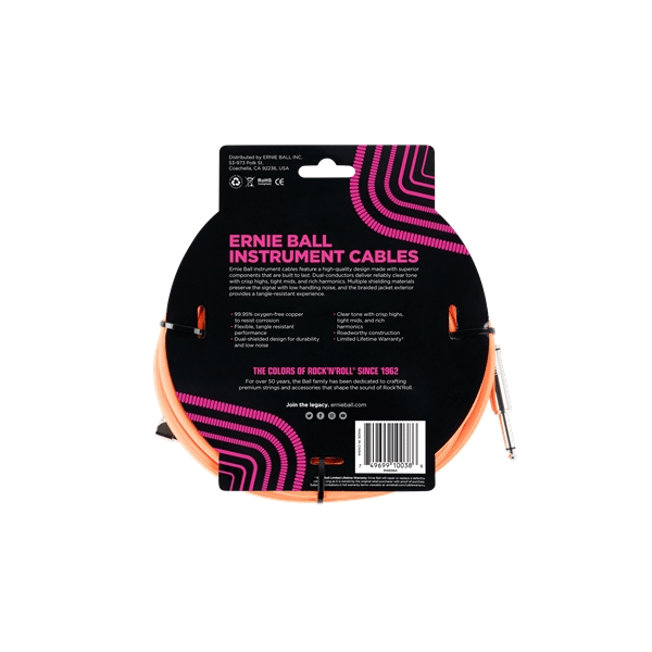 Ernie Ball 6084 Cavo Braided Neon Orange 5,49 m