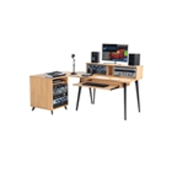 Gator Frameworks GFW-ELITEDESK-MPL Scrivania workstation Elite in acero naturale opaco per studi di registrazione e content creator<br>