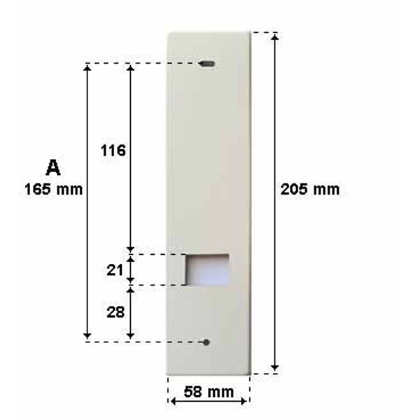 Placca copri avvolgitore alluminio. Interasse 165mm, Colore Bianco