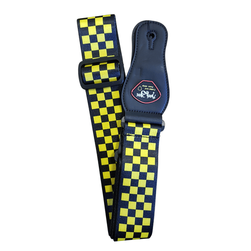EXTREME S-1203 YW YELLOW TRACOLLA REGOLABILE PER CHITARRA E BASSO CON DECORAZIONE A SCACCHI COLORE GIALLO