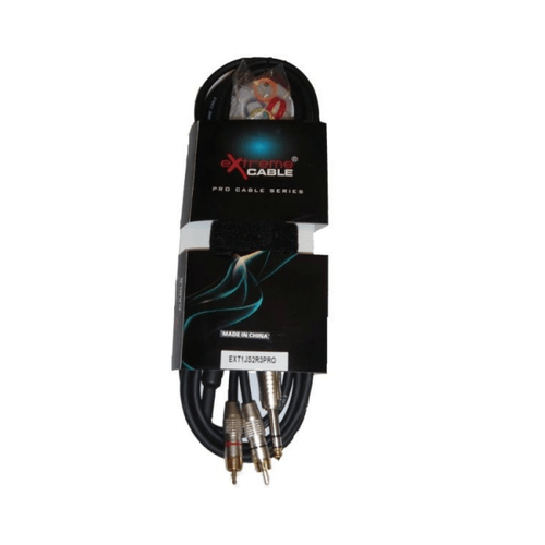 EXTREME 1JS2R3PRO JACK STEREO 1/4" 6,3mm - 2 RCA MASCHIO MT 3 CONNETTORI SMONTABILI + SET ANELLINI COLORATI IDENTIFICATIVI PER CONNETTORE