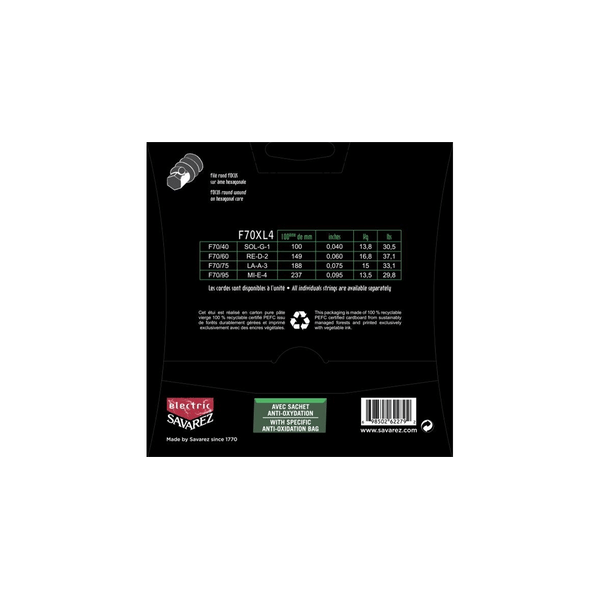 Savarez F70XL4 Corde Focus per Basso Elettrico 40-95, Set/4