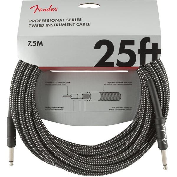 FENDER Cavo per strumenti serie Professional 25' Gray Tweed. Modello 0990820071