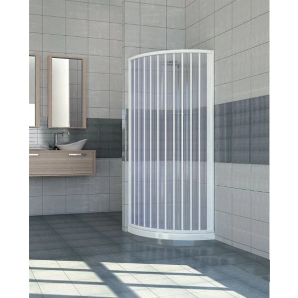 Mampara de ducha plegable semicircular de pvc reducible reversible h 185 cm  mod. Loto con apertura