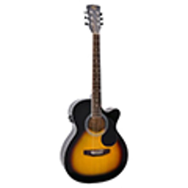 SOUNDSATION Chitarra acustica mini jumbo cutaway con top in abete e preamp. Modello YELLOWSTONE-MJCE-SB