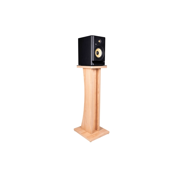 Gator Frameworks GFW-ELITESPKSTMN-MPL Coppia di supporti per monitor da studio in legno con finitura naturale Maple opaca<br>