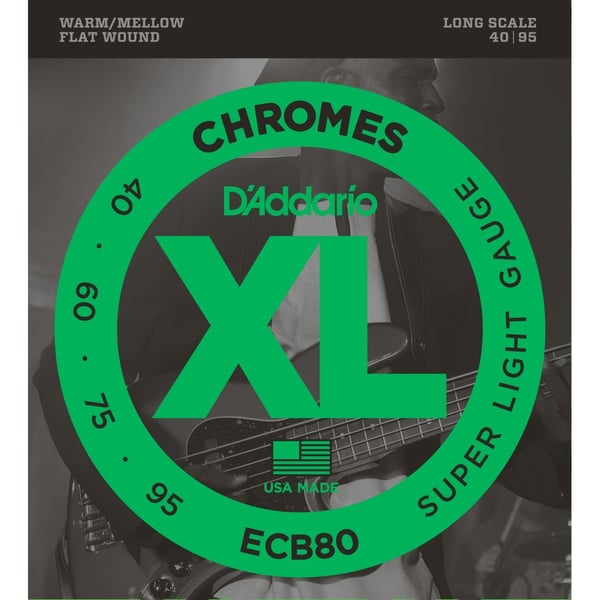 D'ADDARIO Bass Guitar Strings, Light, 40-95, Long Scale. Modello ECB80