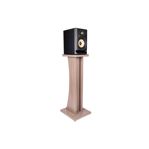 Gator Frameworks GFW-ELITESPKSTMN-GRY Coppia di supporti per monitor da studio in legno con finitura grigia Driftwood<br>
